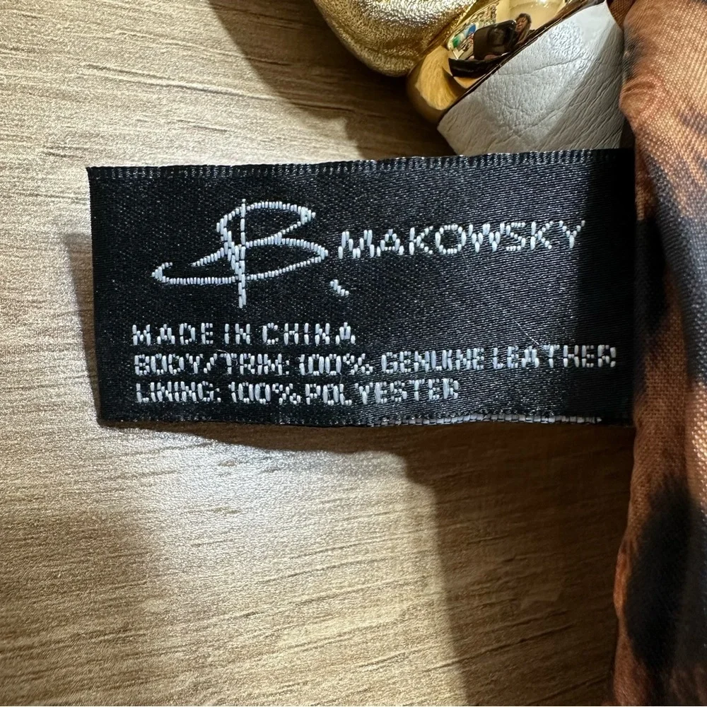 B. Makowsky Stamford Top Zip Off White & Gold Pebble Leather Hobo Shoulder‎ Bag